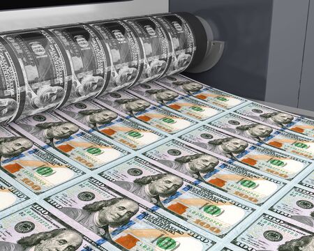 Money Printing 100 US Dollar Banknotes