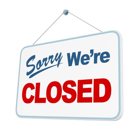 "Sorry We're Closed" Sign Hanging Isolatedの写真素材