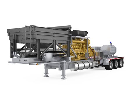 Fracturing Unit Semi-Trailer Isolatedの写真素材