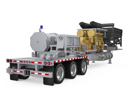 Fracturing Unit Semi-Trailer Isolatedの写真素材