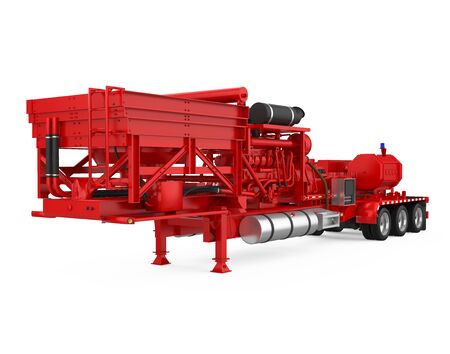 Fracturing Unit Semi-Trailer Isolatedの写真素材