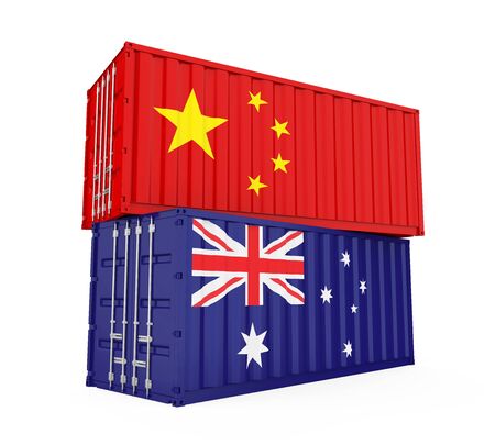 China and Australia Cargo Container Isolated. Trade war Conceptの写真素材