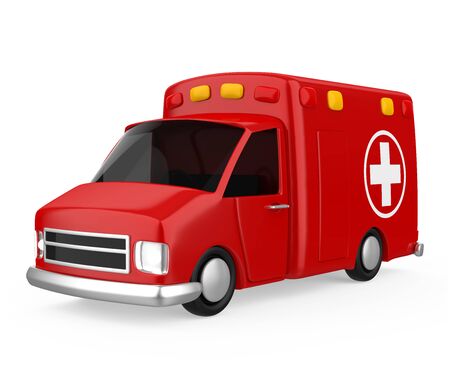 Cartoon Ambulance Car Isolatedの写真素材
