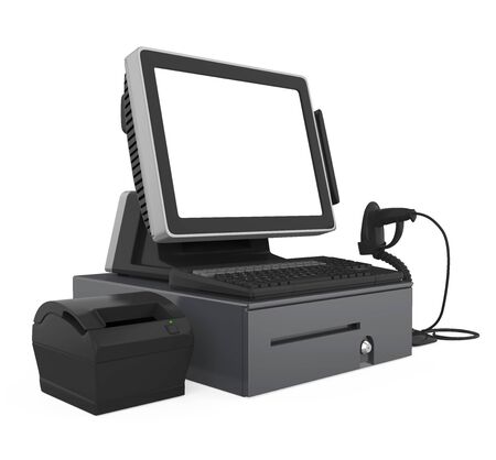 Point Of Sale System with Blank Screen Monitor Isolatedの写真素材