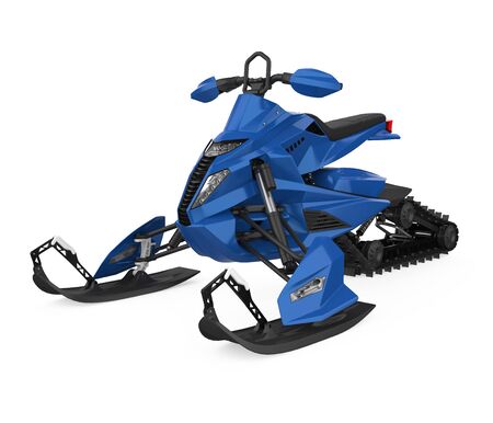 Blue Snowmobile Isolatedの写真素材