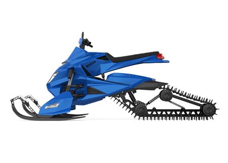 Blue Snowmobile Isolatedの写真素材