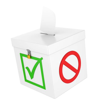 Ballot Box with Checkmark and Forbidden Sign Isolatedの写真素材