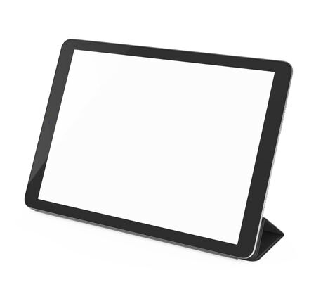 Tablet Computer Stand with Blank Screen Isolatedの写真素材