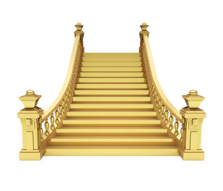 Golden Classic Staircase Isolatedの写真素材