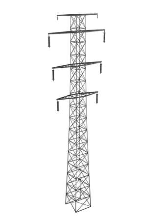 Electric Power Transmission Tower Isolatedの写真素材