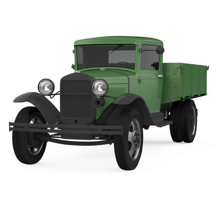 Retro Flatbed Truck Isolatedの写真素材