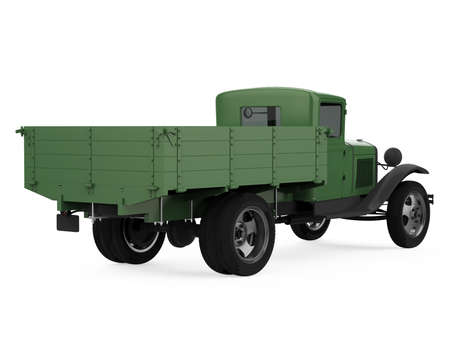 Retro Flatbed Truck Isolatedの写真素材