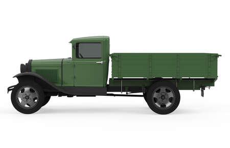 Retro Flatbed Truck Isolatedの写真素材
