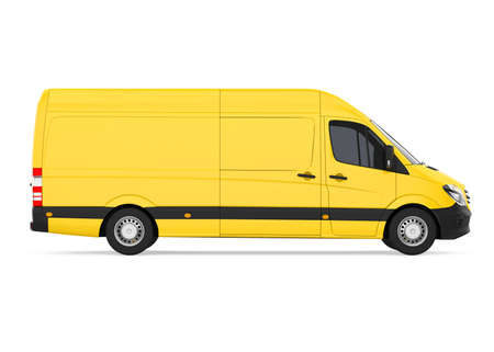 Yellow Delivery Van Isolatedの写真素材