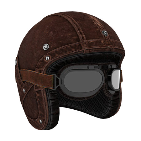 Vintage Motorcycle Helmet Isolatedの写真素材
