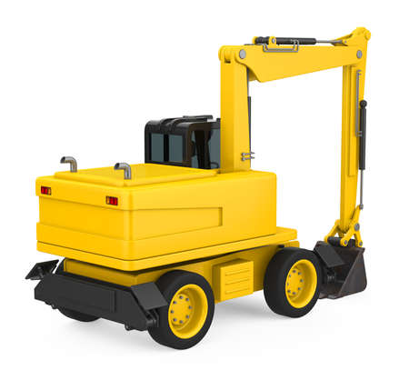 Yellow Excavator Isolatedの写真素材