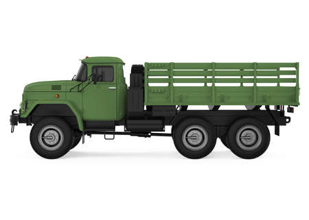 Retro Flatbed Truck Isolatedの写真素材