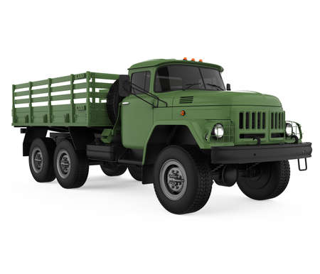 Retro Flatbed Truck Isolatedの写真素材