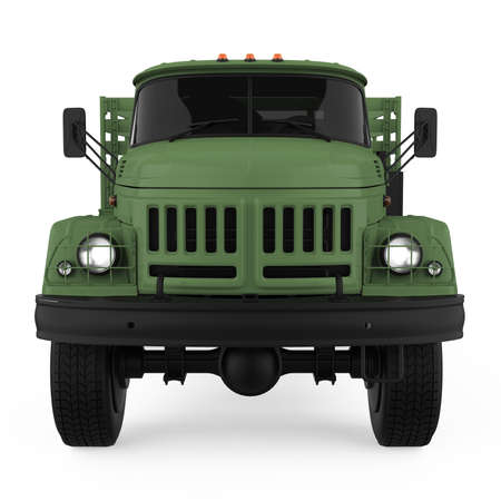 Retro Flatbed Truck Isolatedの写真素材