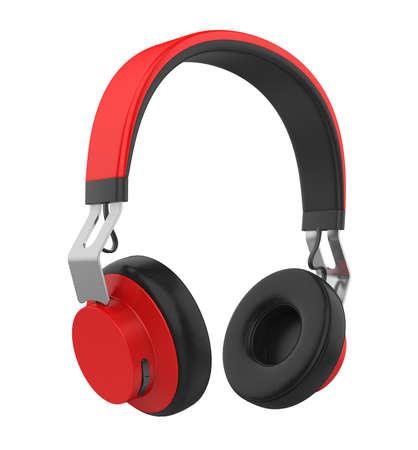 Red Headphones Isolatedの写真素材