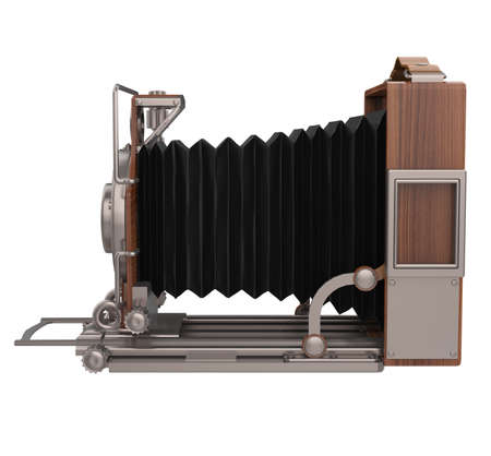 Wooden Retro Camera Isolatedの写真素材