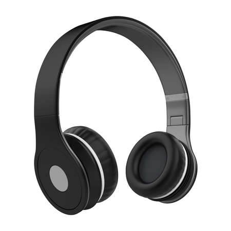 Black Headphones Isolatedの写真素材