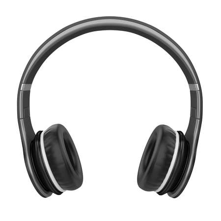 Black Headphones Isolatedの写真素材