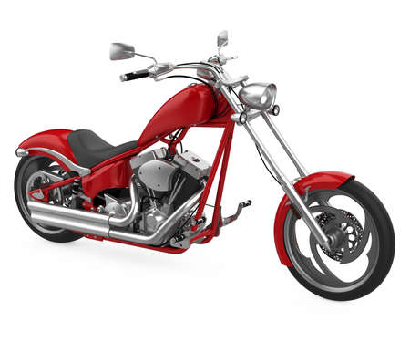 Red Motorcycle isolated on white backgroundの写真素材