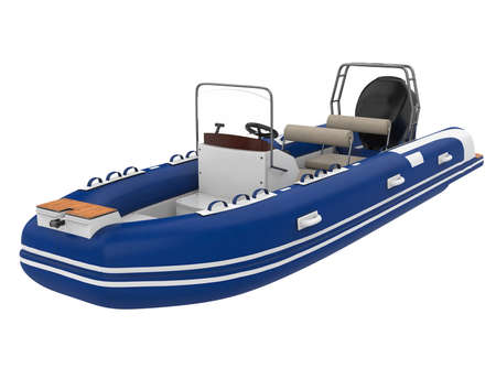 Inflatable Motor Boat Isolatedの写真素材