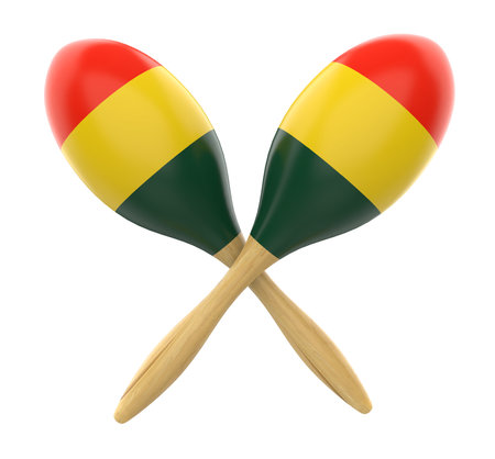Pair of Wooden Maracas Isolatedの写真素材