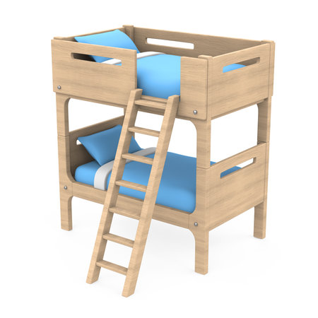 Wooden Double Bunk Bed Isolatedの写真素材