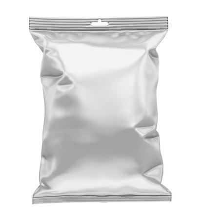 Silver Foil Plastic Bag Isolatedの写真素材