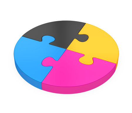 Four Color Puzzle Circle Isolatedの写真素材