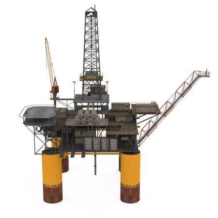 Oil Drilling Offshore Platform Isolatedの写真素材