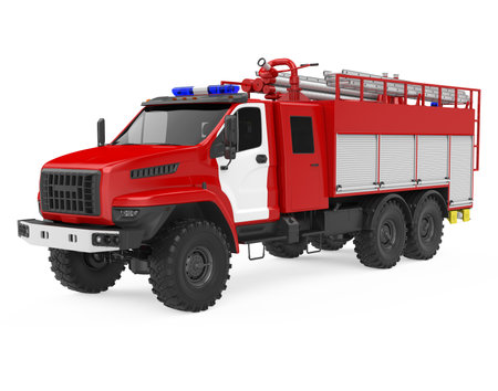 Fire Rescue Truck Isolatedの写真素材
