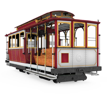 Vintage Tram Isolatedの写真素材