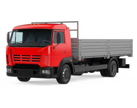 Flatbed Truck Isolatedの写真素材