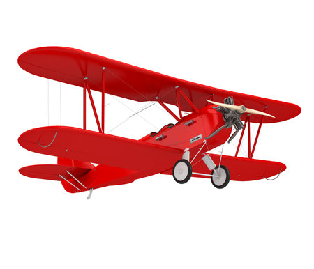 Red Airplane Biplane Isolatedの写真素材