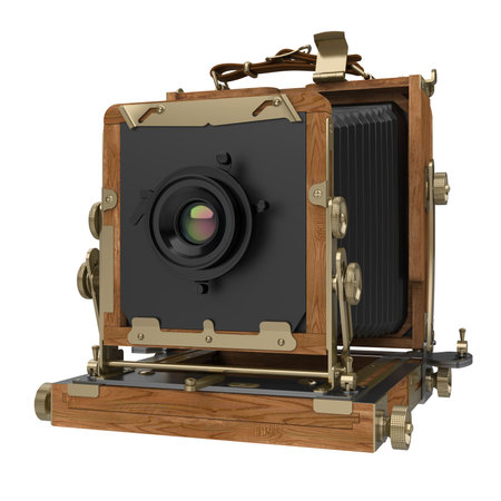 Camera Wooden Retro Isolatedの写真素材