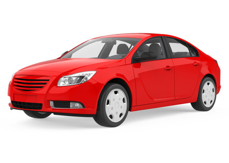 Red Sedan Car Isolatedの写真素材