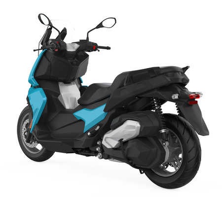 Blue Motorcycle isolated on white backgroundの写真素材