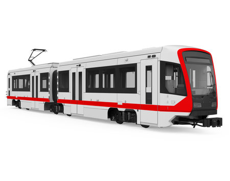 Modern Tram Isolatedの写真素材