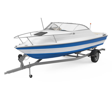 Speedboat on the Trailer Isolatedの写真素材