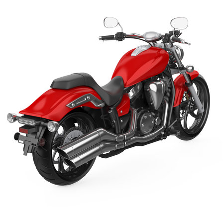 Red Motorcycle isolated on white backgroundの写真素材
