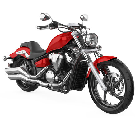 Red Motorcycle isolated on white backgroundの写真素材