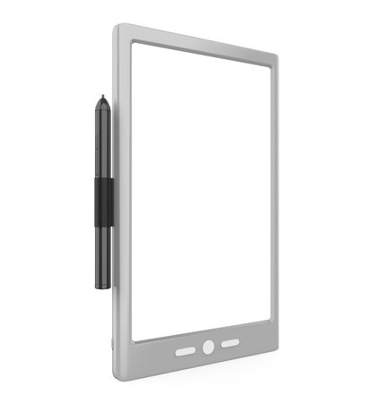 Tablet Computer Stand with Blank Screen Isolatedの写真素材