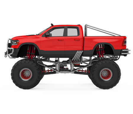 Red Monster Truck Isolatedの写真素材