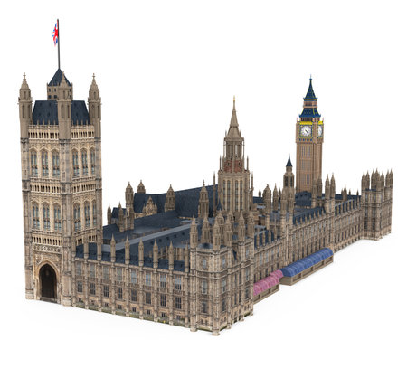 Houses of Parliament and Big Ben Isolatedの写真素材