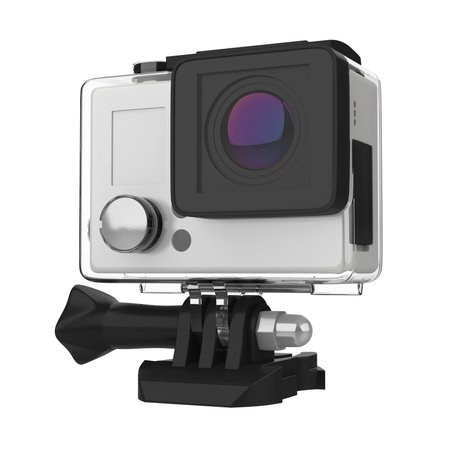 Action Camera in a Waterproof Box Isolatedの写真素材
