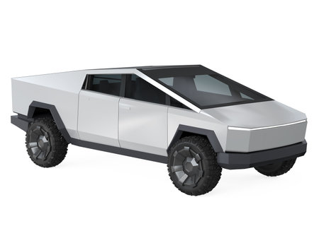 Electric Pickup Truck Isolatedの写真素材